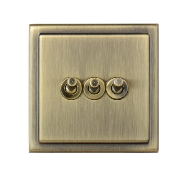 3Gang 2 way Toggle Switch - Matt Brass In Colour.