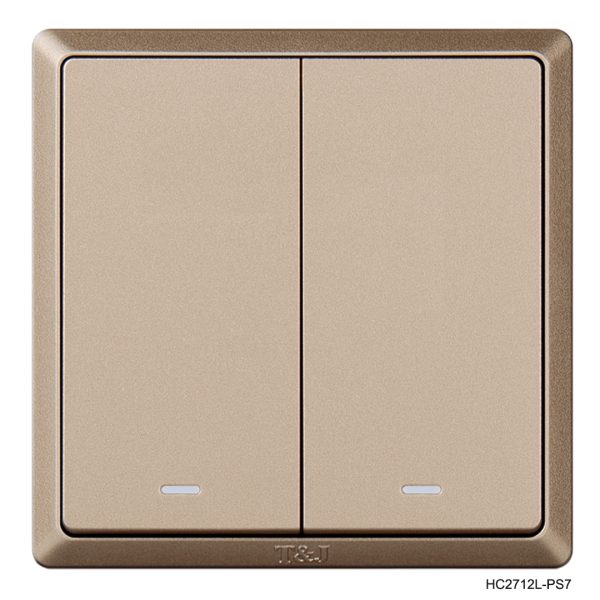 2 Gang 2 Way - Champagne in Colour Switch with LED indicator