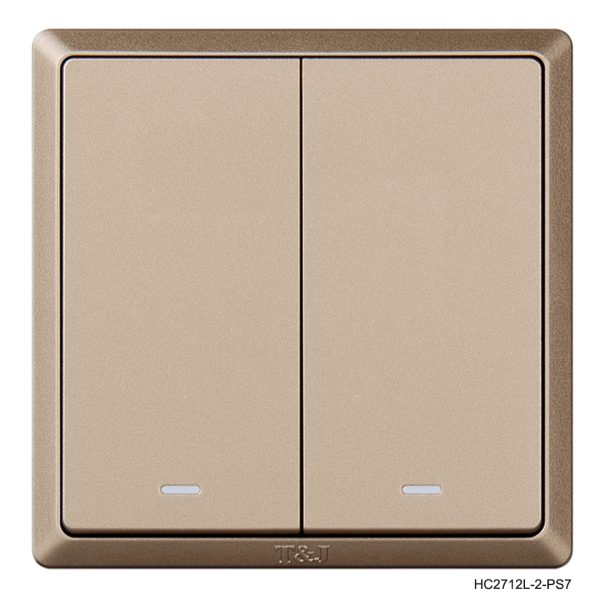 2 Gang 2 Way -Gold in Colour Switch with LED indicator
