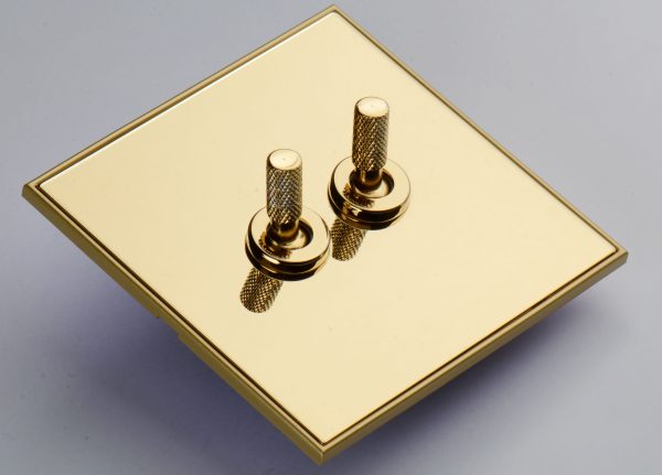 2Gang 2 way Toggle Switch - Gold In Colour.