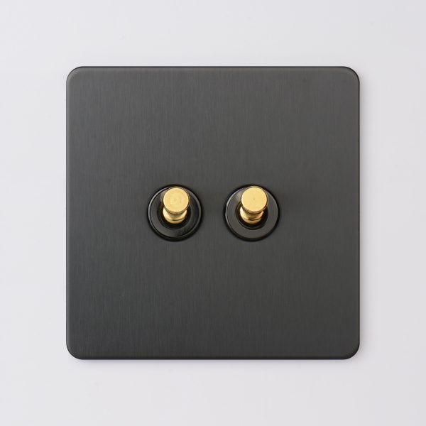 2Gang 2 way Toggle Switch -  Black In Colour.