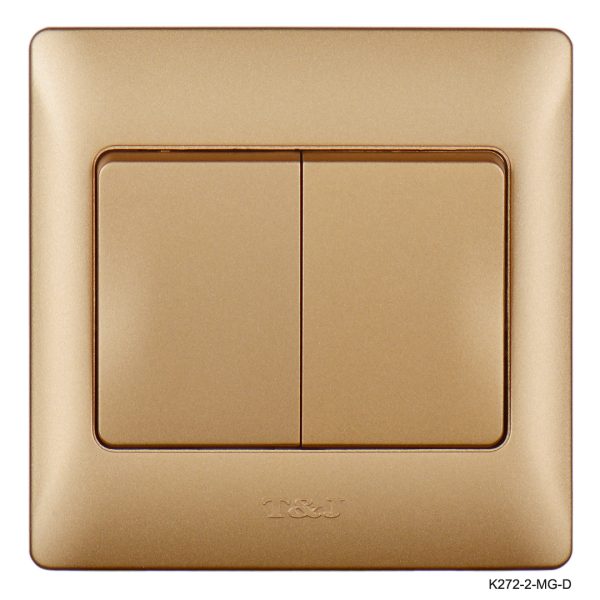 2Gang 2Way Switch Without LED Indicator - Gold In Colour