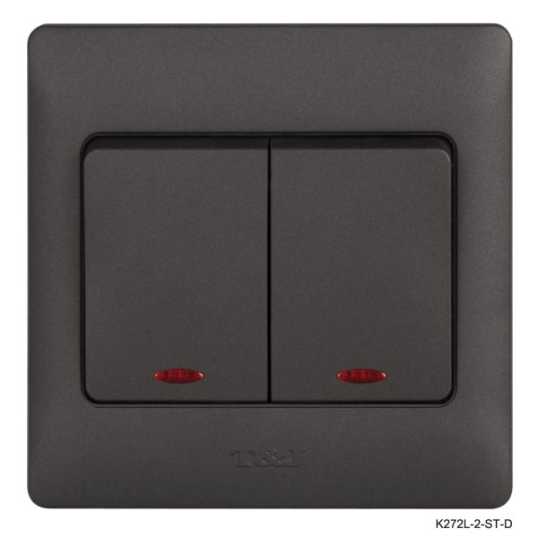 2Gang 2Way Switch With LED Indicator - Black In Colour