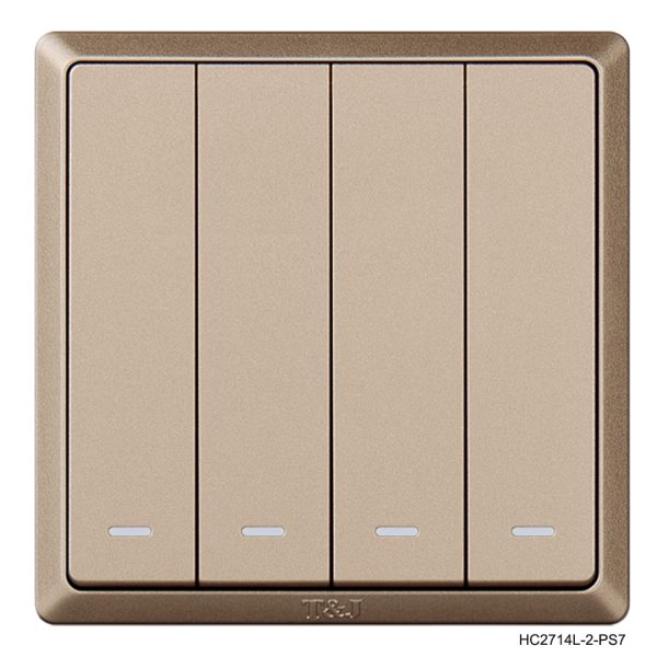 4 Gang 2Way Switch- Champagne in Colour With LED Indicator - Image 2