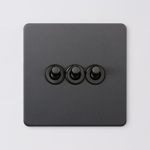 3Gang 2 way Toggle Switch - Black In Colour.