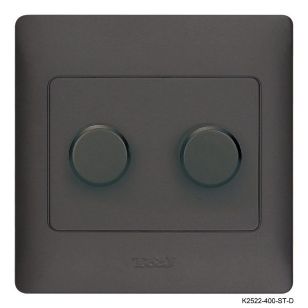 Dimmer Switch 2Gang 1way - Matt Black in Colour