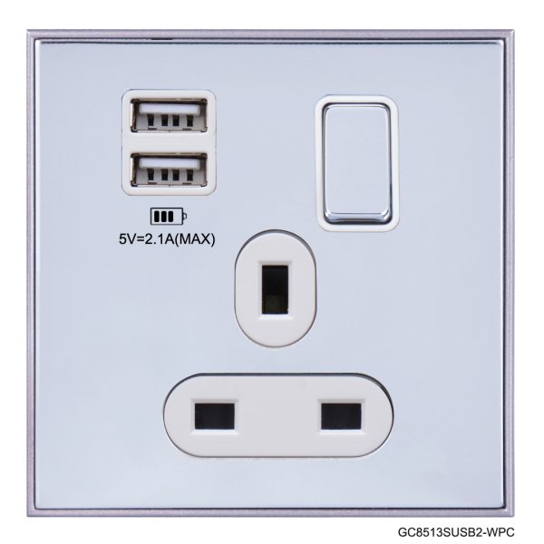 Normal Single Socket With 2 USB Port -Grey In Colour