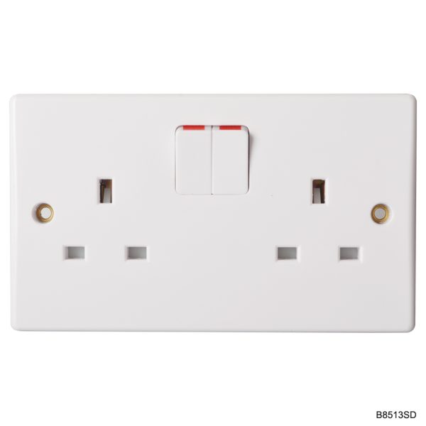 Twin Socket with LED Indicator - White In Colour