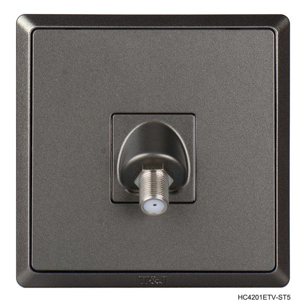 TV Socket - Matt Black In Colour